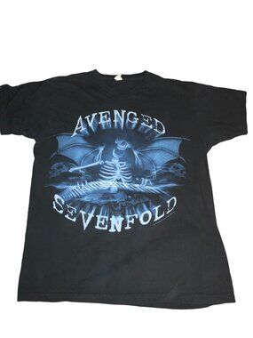 Avenged Sevenfold Skeleton Graphic Black T-Shirt M Tultex Jersey Cotton Blend